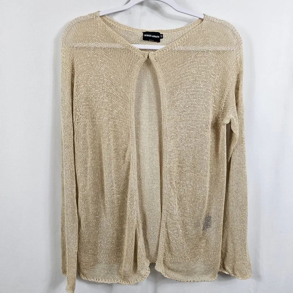 Vintage Giorgio Armani Open Knit Cardigan in Cream - Size 40 (Italian)